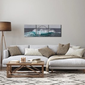 Obraz - Fale w oceanie (z zegarem) (90x30 cm)