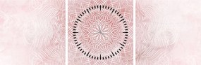 Obraz - Różowa mandala (z zegarem) (90x30 cm)