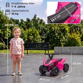 AIYAPLAY Dziecięcy quad elektryczny 6V z akumulatorem litowym, funkcja jazdy do przodu, sterowanie przyciskiem na kierownicy 1,5-2 lata jasnoczerwony | Aosom PL