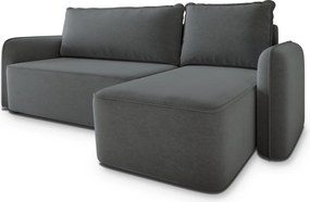Masseno Narożnik DOLVER z funkcją spania i pojemnikiem na pościel Narozniki L, Rozkładana sofa - Szary, CASTEL 93