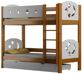 Dziecięce piętrowe łóżko z 2 szufladami olcha E4-H11