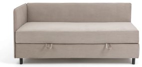 Szarobrązowe tapicerowane łóżko jednoosobowe ze schowkiem i materacem 90x200 cm Avela – Bonami Selection
