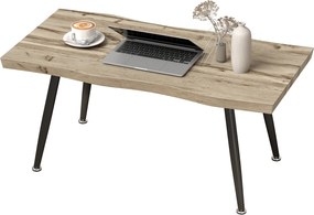 HOMCOM Stolik kawowy, stolik boczny z nogami ze stali, blat o grubości 4 cm, stolik do salonu 100 x 50 x 45 cm, Dąb+Czarny | Aosom PL