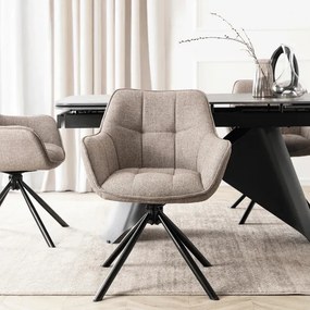 Zestaw Stół Rozkładany VERONA 160-240 cm Czarny Marmur/Czarny i 4 Krzesła PEONY 2 Cappuccino