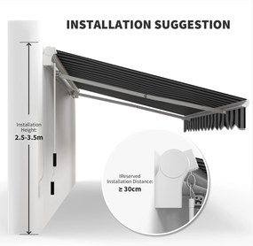 Outsunny Markiza Balkonowa Przegubowa Manualna 395x245cm Ochrona Przed Słońcem Montaż Ścienny Aluminium Biały Szary | Aosom PL