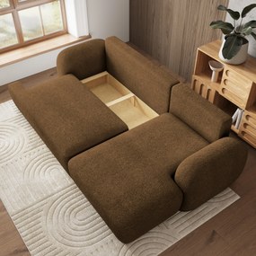 Masseno Narożnik MODENZA z funkcją spania i pojemnikiem na pościel Narozniki L, Rozkładana sofa - Brąz, NOW OR NEVER 56