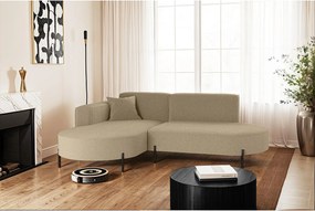 Narożnik w kształcie L Modena Rein, tkanina Quelle, Jasnobrązowy, Lewy