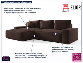 Brązowy narożnik sztruksowy z pojemnikiem M5-B12