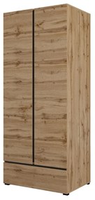 Szafa dwudrzwiowa CROSS 2D1S 89cm dąb wotan/czarna z drążkiem HELVETIA