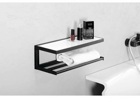 SAPHO Ska401 Ska Półka ścienna 45 x 14 x 16 cm, czarny mat z białym blatem MDF