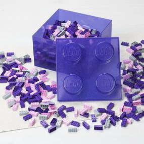Fioletowy plastikowy pojemnik dziecięcy 25x25x18 cm – LEGO®