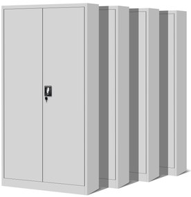 Zestaw 4x szafa biurowa metalowa na akta szara, 900x1850x400 mm: JAN
