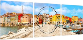 Obraz - Stare istryjskie miasto Poreč, Chorwacja (z zegarem) (90x30 cm)