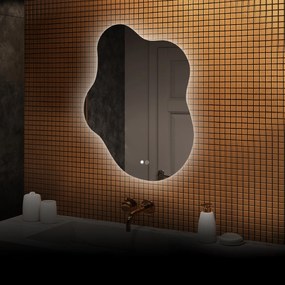 Lustro nieregularne z podświetleniem, 74×94 cm, Dual color, włącznik dotykowy, mata grzewcza