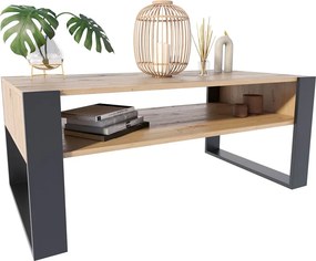 Ława Do Salonu Z Półką Dąb + Czarny P9-F32