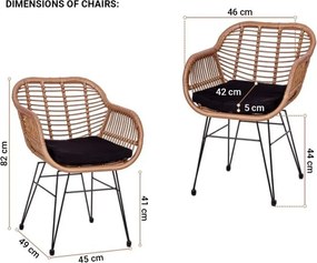STILISTA Zestaw 2 foteli ogrodowych, jasnobrązowy