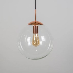 Lampa wisząca w stylu art deco miedziana z przezroczystym szkłem 30 cm - Ball 30