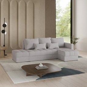 Masseno Narożnik LUMARI z funkcją spania i pojemnikiem na pościel Narozniki L, Rozkładana sofa - Jasnoszary, NEVE 83
