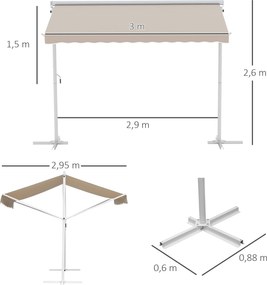 Outsunny markiza stojąca markiza ogrodowa ze składanym ramieniem taras beżowy 3x3 m