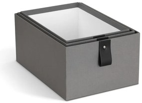 Szare kartonowe pojemniki zestaw 3 szt. 20,5x29,5x14,5 cm Aston Paper Laminate – Bigso