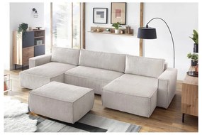Beżowy sztruksowy puf Nihad – Bobochic Paris