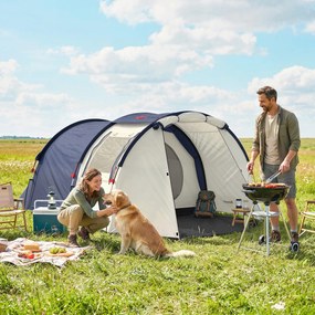 Outsunny Namiot tunelowy 4-osobowy, namiot rodzinny z sypialnią i salonem, okna, mata podłogowa, 3000 mm słupa wody | Aosom PL