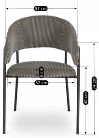 Krzesło Tapicerowane TINKA Szare Sztruksowe Nowoczesne Loft