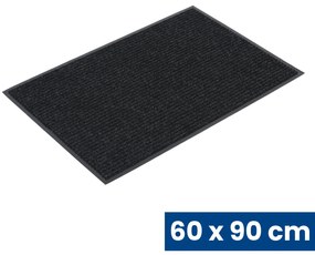 Trwała mata wejściowa z PVC, dywanowa, 60 x 90 cm, czarna