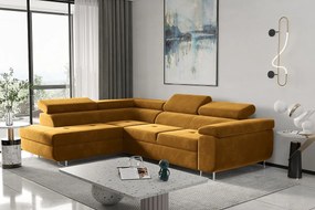 Narożnik z funkcją spania w kształcie L ATOM, tkanina Monolith, Musztardowy, Lewy