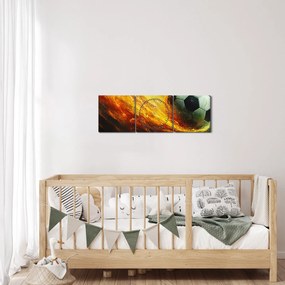 Obraz - Piłka nożna w locie (z zegarem) (90x30 cm)
