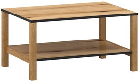 Prostokątna ława z półką dąb evok + czarny G0-R94