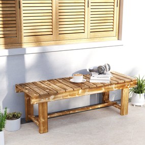 Outsunny Ławka Ogrodowa Rustykalna dla 2 Osób Lite Drewno Brązowa 110x38x35cm | Aosom PL