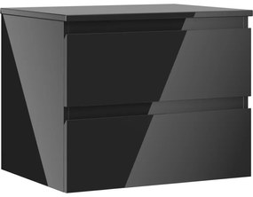 Mexen Orio szafka łazienkowa podumywalkowa 60 cm z blatem, 2 szuflady, czarna połysk - 91A10-06047-2-BFFC70