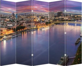 Parawan - Nocne miasto Bratysława z rzeką (210x170 cm)