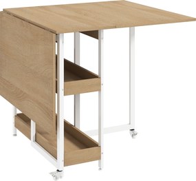 HOMCOM Rozkładany stół jadalniany w stylu industrialnym, dla maks. 4 osób, otwarte półki, elastyczny, metal, płyta wiórowa, wygląd drewna naturalnego | Aosom PL
