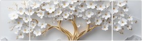 Obraz – Eleganckie drzewo życia 3D pełne kwiatów (170x50 cm)