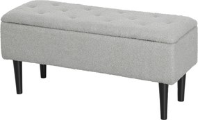 HOMCOM Ławka do Siedzenia z Przestrzenią do Przechowywania, do 120kg, Wygląd Aksamitu, 95x38x45cm, Szara
