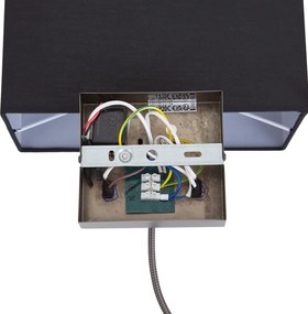 Nowoczesny kinkiet w kolorze metalu z czarnym kloszem i ramieniem do czytania z LED - Bergamo