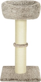 PawHut Drapak dla kota, 87 cm, wieża dla kota z grubym słupem do drapania, pluszowe legowisko, do użytku wewnętrznego, wytrzymałość do 6 kg, Brązowy