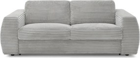 Jasnoszara sztruksowa sofa do spania/rozkładana 220 cm Hugo – Bobochic Paris