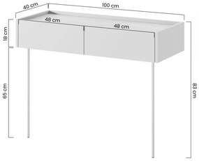 Konsola / toaletka Desin 100 cm z szufladami i metalowymi nogami - kaszmir / dąb nagano