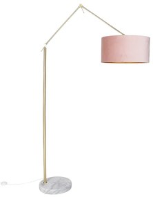 Nowoczesna lampa podłogowa złota z abażurem z aksamitu w kolorze różowym 50 cm - Editor Nowoczesny Oswietlenie wewnetrzne