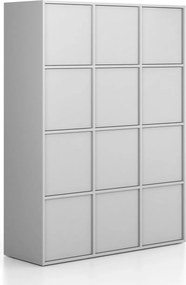 Szafa biurowa FRAME, 12x drzwi, 1299 x 450 x 1735 mm, PUSH-lock, szara