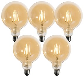 Zestaw 5 żarówek LED E27 G125 4W 450 lm 2700K, złotych, 3-stopniowo ściemnialnych