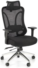 Obrotowy ergonomiczny czarny fotel z regulowanym zagłówkiem - Herva