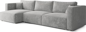 Masseno Narożnik TOLMO z funkcją spania i pojemnikiem na pościel Narozniki L, Rozkładana sofa - Jasznoszary, LUMO 65