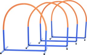 PawHut Zestaw Agility dla Psów 4 Łuki Niebieski Pomarańczowy z Torbą dla Początkujących 88x64x95cm | Aosom PL
