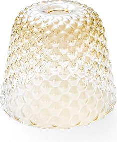 Dyfuzor szklany bursztynowy do lamp wiszących - wykończenie przezroczyste, wzór dekoracyjny, oprawka E27 (duże szkło) śr. 25 x 21,5