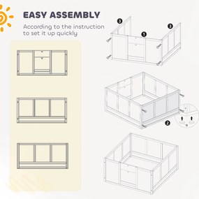 PawHut Kojec dla Szczeniąt dla Małych i Średnich Ras Psów, Biały z Regulowanym Wejściem i Antypoślizgowymi Podkładkami