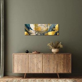 Obraz - Malowanie złotych kwiatów (z zegarem) (90x30 cm)